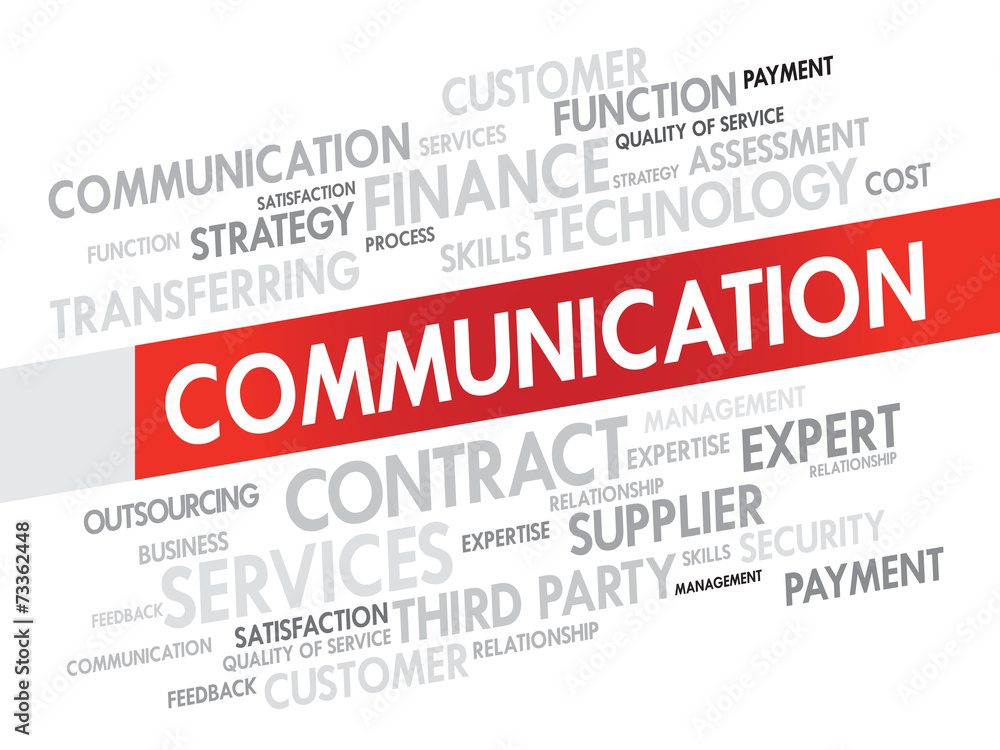 Poster concept of communication related tags, presentation background