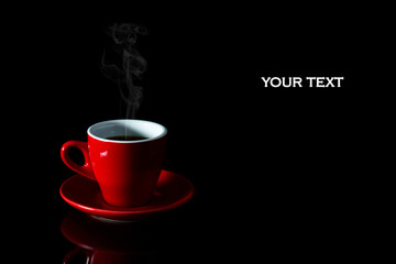 A cup of coffee on a black background