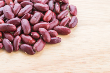 Red bean on wooden background