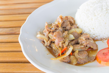 pork in oyster sauce, Thai food