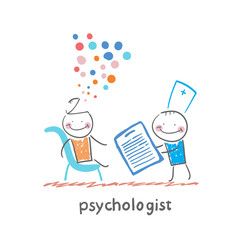 psychologist with a folder, and the patient's head exploded