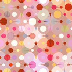 seamless polka dota and flowers pattern, vector illustration