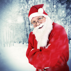 Santa Claus in Winter Forest