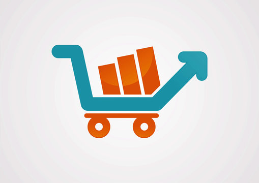 Shopping cart up arrow logo vector