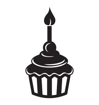 Birthday Cupcake With Candle Icon