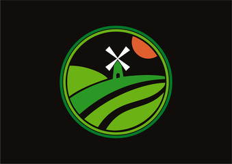 Circle farm nature logo vector