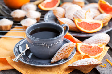 Fresh orange madeleines cookies