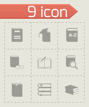 Vector black schoolbook icon set