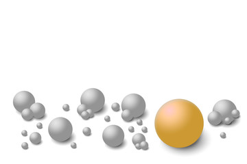 Grey balls on the white background
