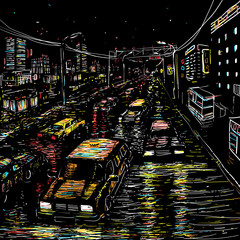 Obrazy na Plexi  Nocny ruch miejski