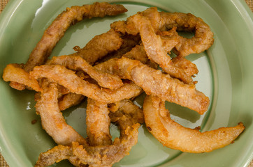 Strip fried pork