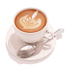 Coffee Espresso latte with design on a white background