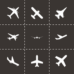 Vector black airplane icon set