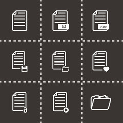 Vector black documents icon set