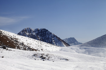 Off piste slope at sunny day