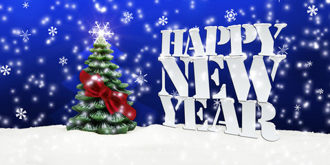 Happy New Year Christmas Winter Snow