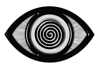 Eye icon with spiral effect in black and white