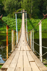 Pedestrian suspension bridge of steel