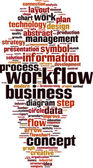 Obraz premium Workflow word cloud concept. Vector illustration