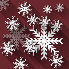 Fototapeta na wymiar abstract red christmas background template with white snowflakes