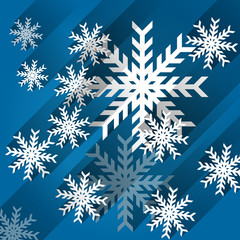 abstract blue christmas background template with white snowflake