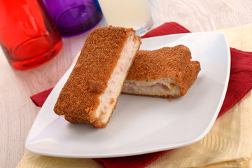 Sandwich with fried ham and bechamel