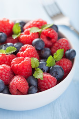 fresh fruit salad with raspberry blueberry