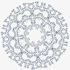 Decorative round frame. Abstract vector floral ornament.