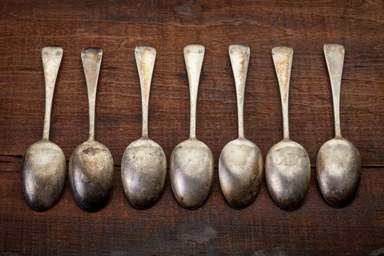 silver tablespoons with patina