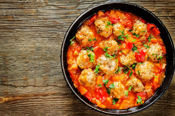 meatballs baked with vegetables