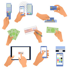 All for business payments human hands holding credit cards, POS