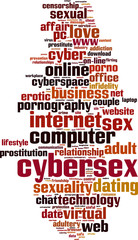 Cybersex word cloud concept. Vector illustration