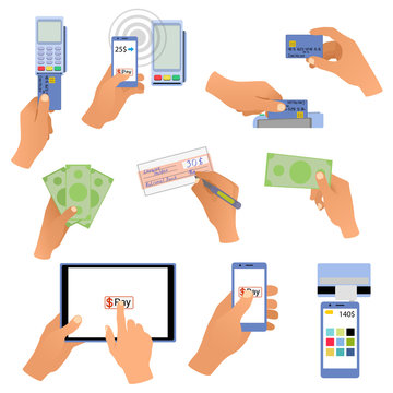 All for business payments human hands holding credit cards, POS