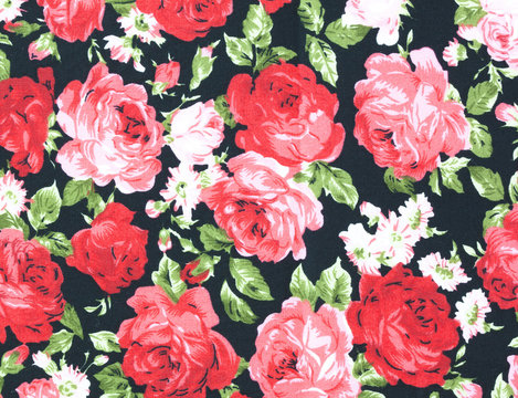Fabric roses wallpaper