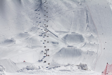 Snow park in mountain ski resort