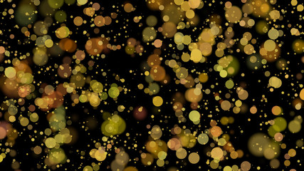 bokeh, golden circles on black background