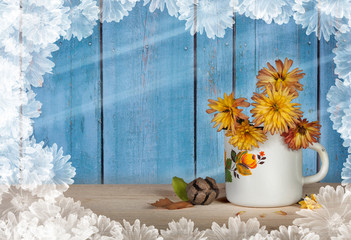 Yellow flowers in cup