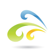 Yellow, Green and Blue Abstract Icon