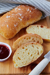 Ciabatta bread and jam