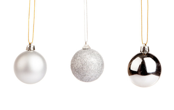 Three Of Silver Color Christmas Tree Baubles