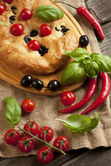 Delicious typical focaccia bread from of Italy