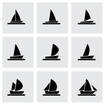Vector sailboat icon set