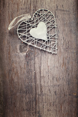 Heart on wooden background