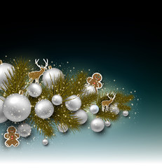 Christmas background with  Christmas toys, balls and  stars. Xma
