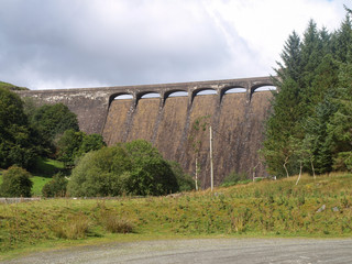Dam of Clearwen reservoir, Elan Valley, Wales