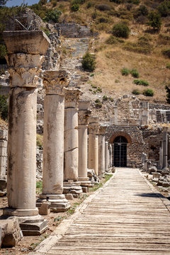 Harbor Street In The Ancient Greek City Ephesus, Turkey