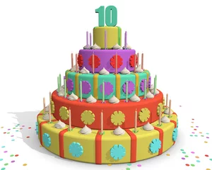 Deurstickers Tien jaar - feest met taart © emieldelange