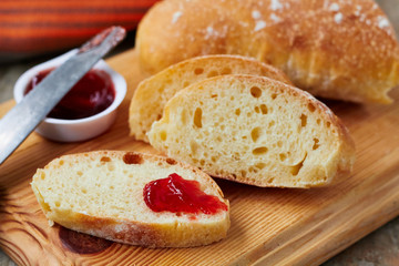 Ciabatta bread and jam