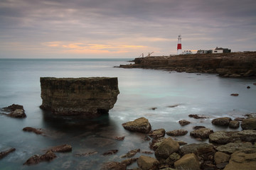Fototapeta na wymiar Lighthouse in Portland Bill, Dorset, UK.