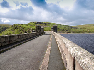 Dam of Clearwen reservoir, Elan Valley, Wales